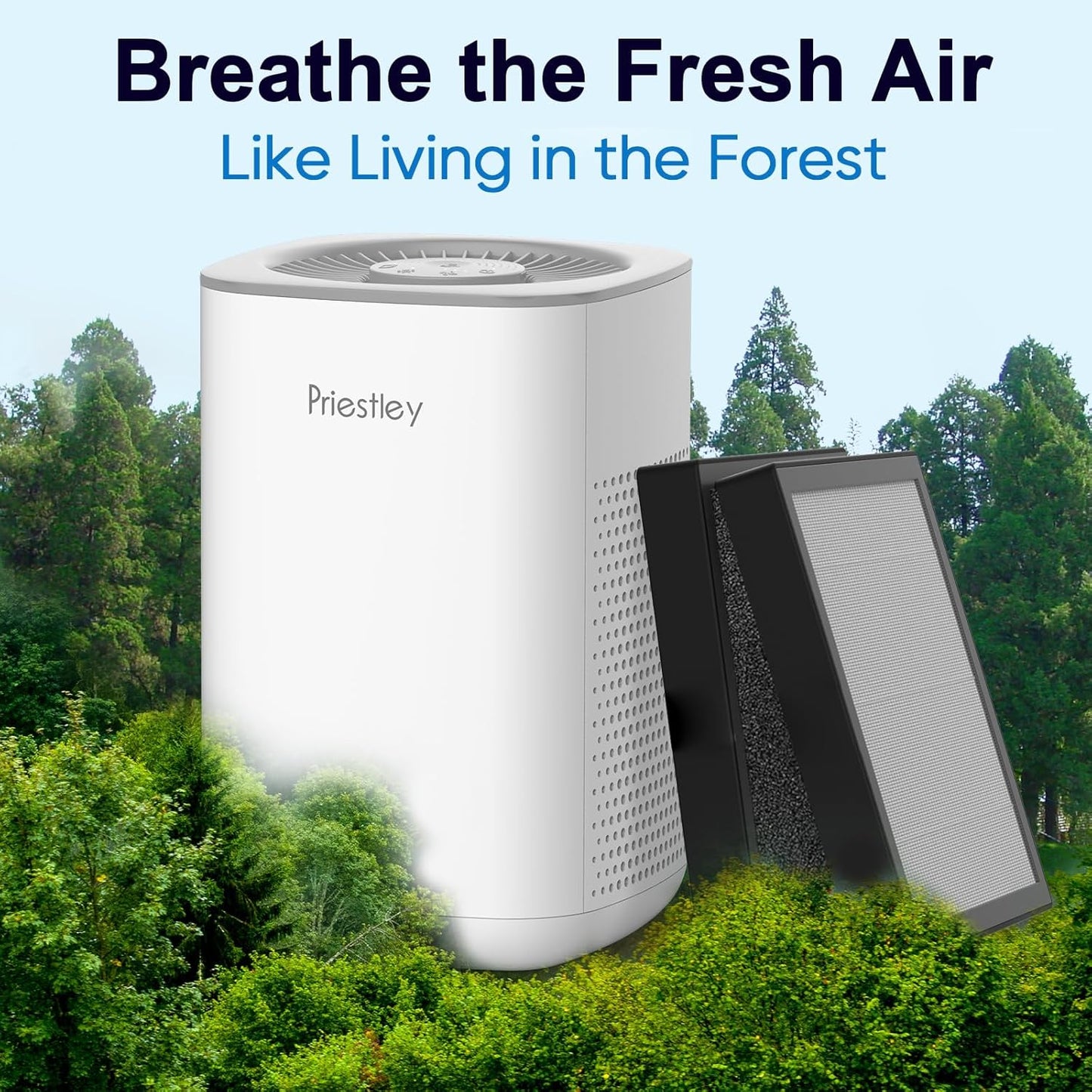 Priestley 3-in-1 HEPA Air Purifier - Quiet 20dB Essential Oil Diffuser for Home & Office
