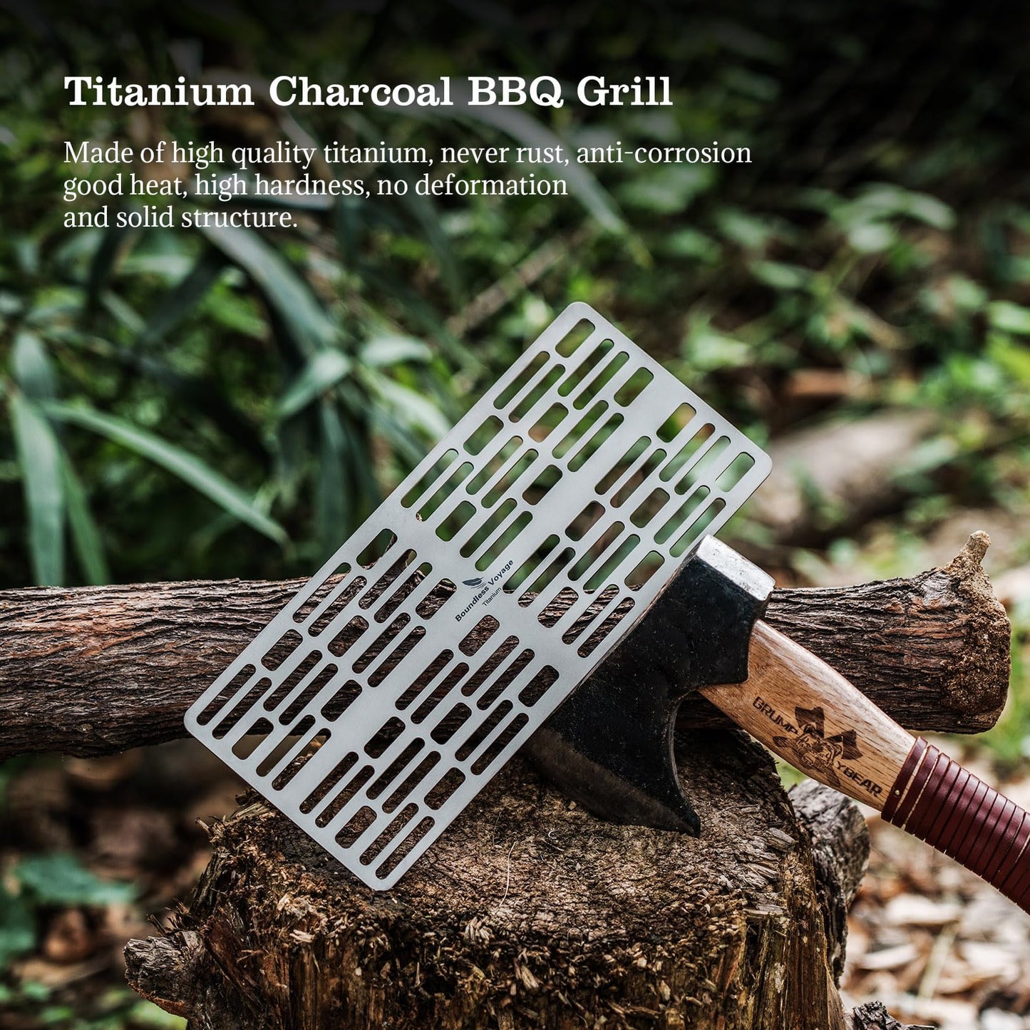 iBasingo Titanium Charcoal BBQ Grill Plate Ultralight Baking Cooling Rack Heavy Duty Dining Cooking Roasting Kitchen Utensils for Outdoor Camping Hiking A-Ti2021C