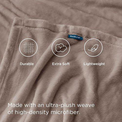 Bedsure GentleSoft Fleece Throw Blanket - Lightweight Plush Cozy Blanket for Couch, Mocha Brown, 50x60 Inches