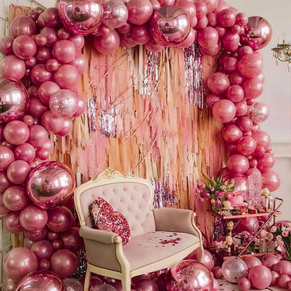 PartyWoo Metallic Pink Balloons - 50pcs 12 Inch Chrome Hot Pink for Birthdays & Celebrations