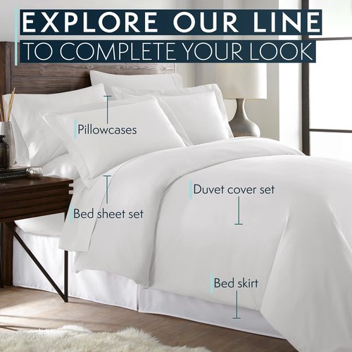 HC COLLECTION Bed Sheets Set King with 2 Pillowcases, Hotel Luxury Platinum 1800 Series Brushed Microfiber Sheet w/Deep Pocket, Ultra Soft Lightweight 4 Pcs Linen Bedding for Hot Sleepers, White