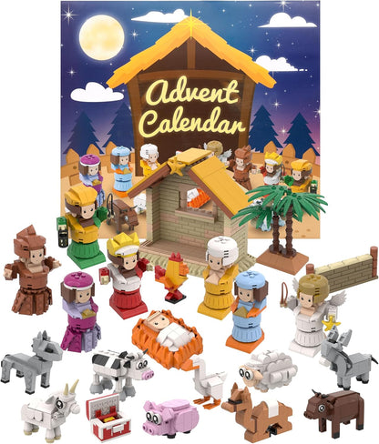 Nativity Advent Calendar 2025 - Build Blocks Jesus Christmas Scene | Individual Packaging Gifts