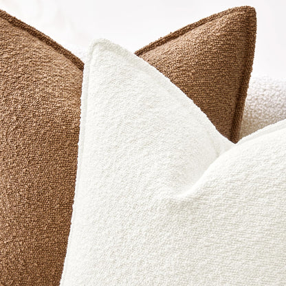 MIULEE Decorative Textured Boucle Throw Pillow Covers - 22x22 Inch White Boho Pillows for Farmhouse Decor