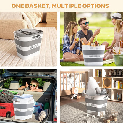 OOAMBB Collapsible Laundry Basket - 43L Foldable Storage Container with Handles | Grey, 1 Pack