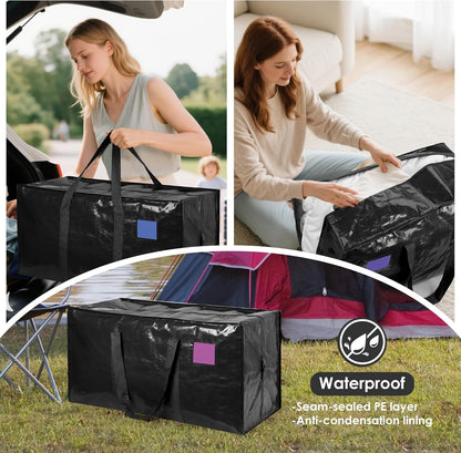 Skiennix 6 Pack Moving Bags - Extra Large 93L Waterproof Storage Totes for Home & College | Black