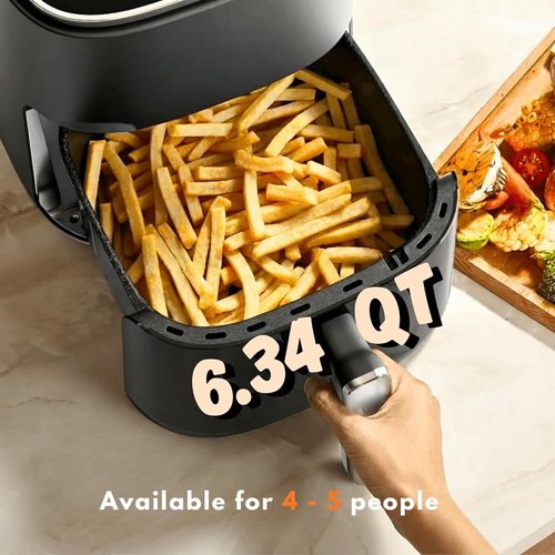 Air Fryer 6.34QT by [Brand Name] - 12-in-1 Oven with Clear Window | Rapid Air Technology, Gray