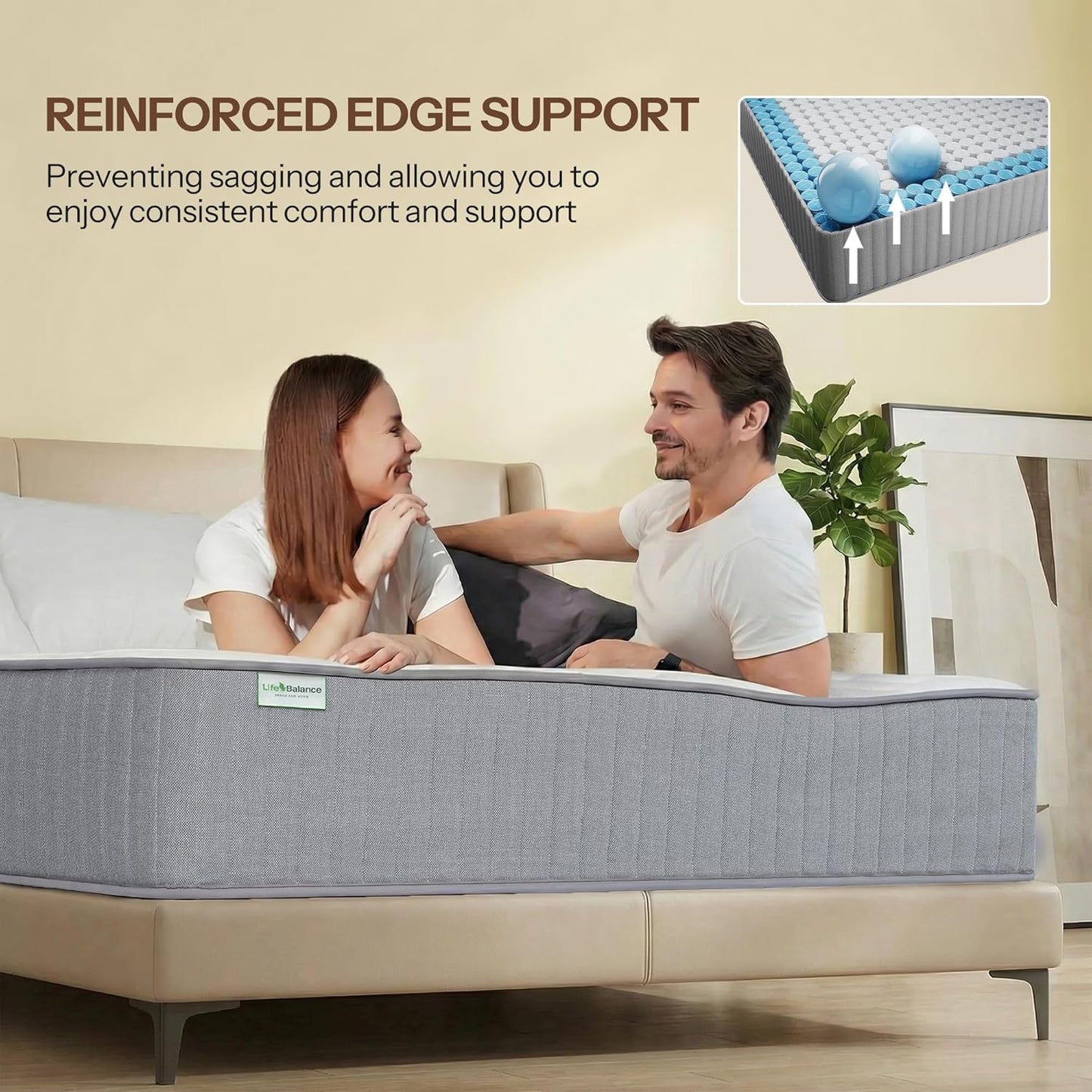 Serene 10 Inch King Hybrid Mattress - Premium Cooling Gel Memory Foam & Pocketed Coils for Spine Alignment | Medium Firm, Fiberglass-Free, CertiPUR-US Certified, Made in USA