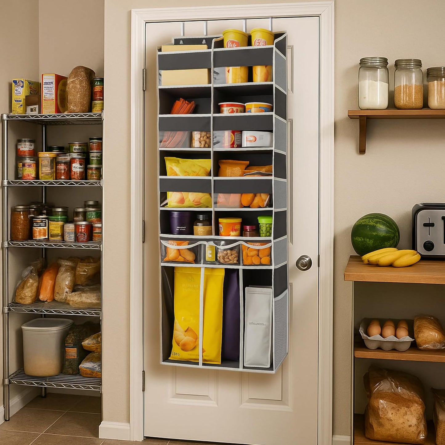 Over The Door Organizer by Extra Large | Heavy-Duty 8 Compartment Storage with Clear Pockets - 57 Inch Height