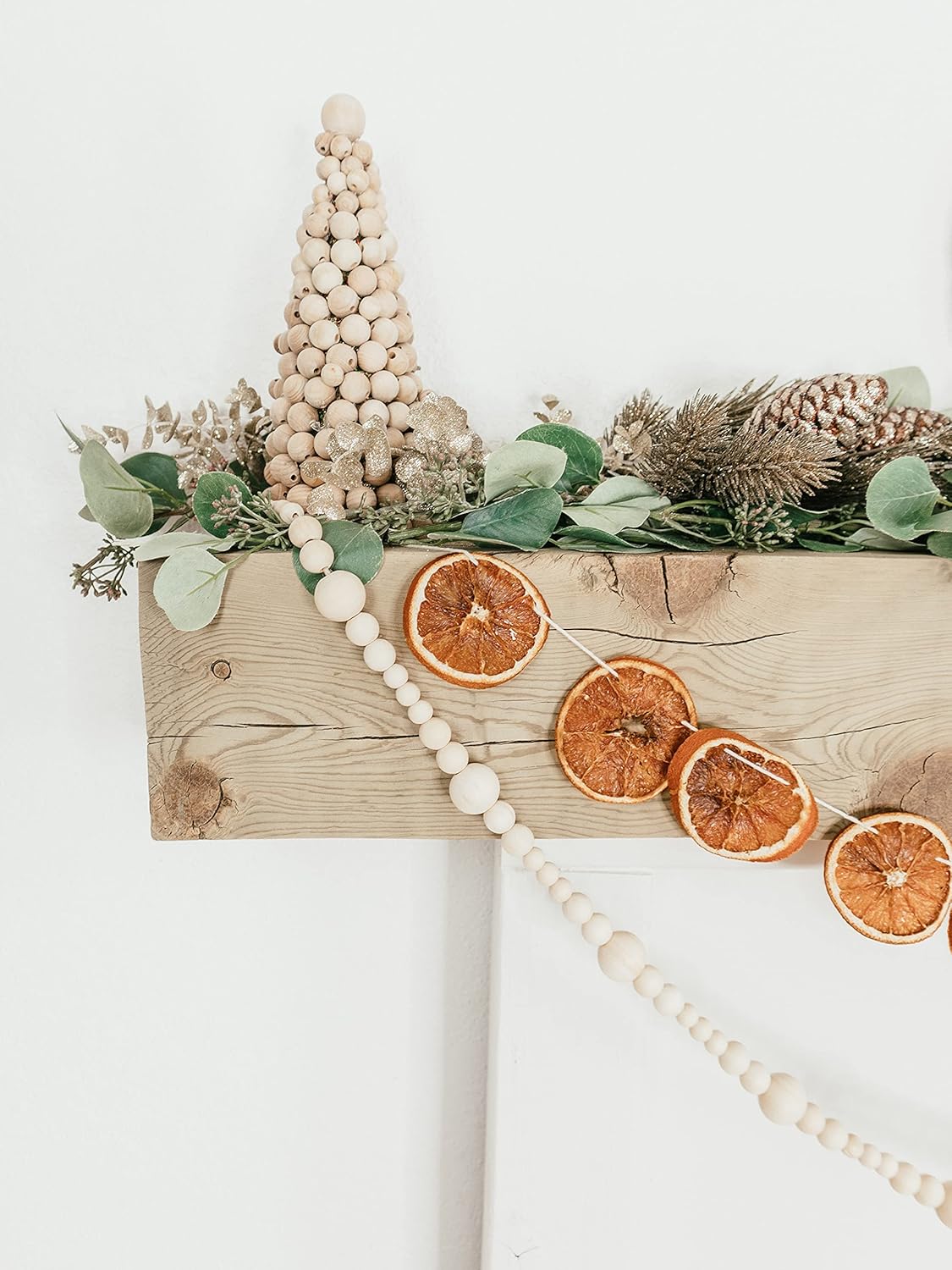 Skiennix 7ft Wood Bead Garland - Rustic Farmhouse Home Decor for Holiday & Christmas | Boho Wall Hanging