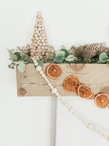 Skiennix 7ft Wood Bead Garland - Rustic Farmhouse Home Decor for Holiday & Christmas | Boho Wall Hanging