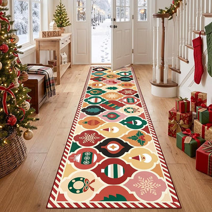 nesrt 2x8 Ft Christmas Runner Rug — Moroccan Trellis Non-Slip Washable