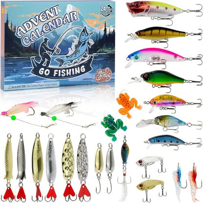 Advent Calendar 2025 - 24 Days Christmas Countdown Fishing Lures Set | Perfect Gifts for Teens & Adults