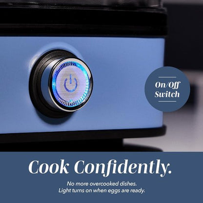 COOK WITH COLOR Egg Cooker - 6-Egg Capacity for Perfect Soft, Medium, or Hard-Boiled Eggs | Rapid Cook Time, Auto Shut-Off & Boil-Dry Protection - Navy