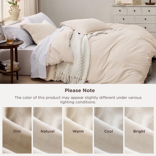 Bedsure Oat Milk Duvet Cover King Size - 3 Pieces Prewashed Cotton-Like Polyester Extra Soft Bedding Set, Includes 1 Duvet Cover 104x90 Inches with Zipper Closure & 2 Pillow Shams, No Comforter