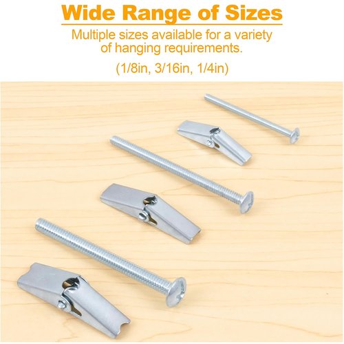 KURUI Heavy Duty Hollow Wall Anchors - 28-Piece Metal Drywall Anchor Kit with Toggle Bolts & Wing Nuts | 3 Sizes