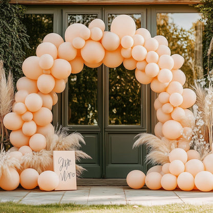 RUBFAC Nude Balloon Garland Kit - 129pcs in Various Sizes | Boho Beige & Apricot for Parties & Events