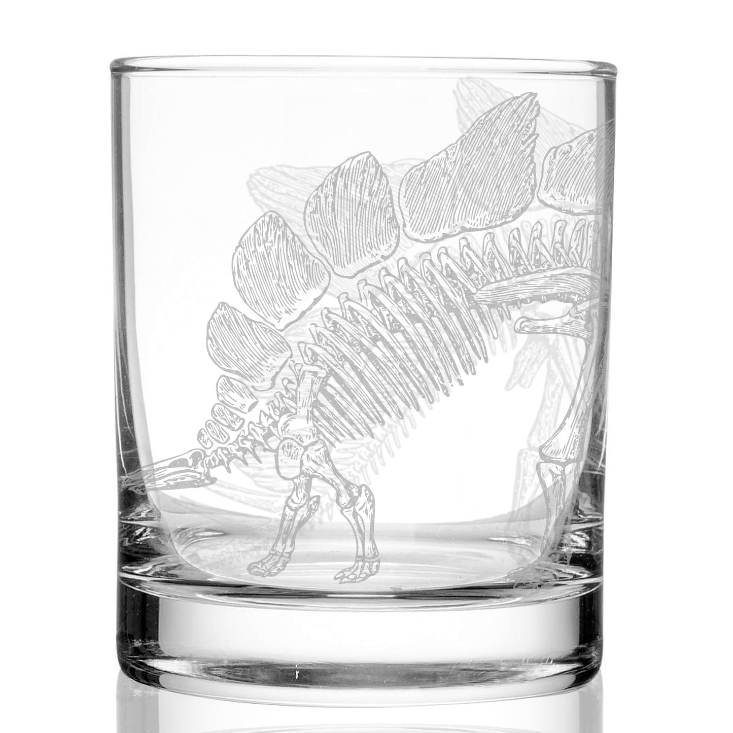 STEGOSAURUS SKELETON Engraved Whiskey Rocks 11.5oz Glass | Dinosaur Dino Paleontology Science Nature | Great Unique Gift Idea!