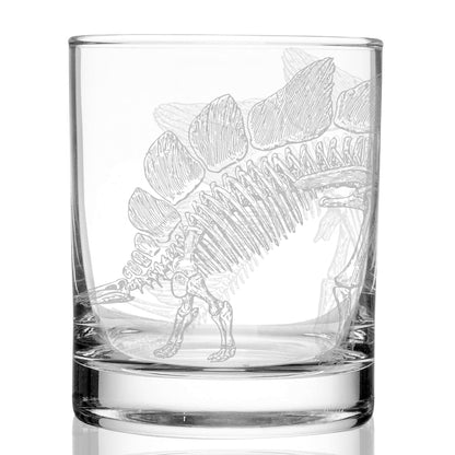 STEGOSAURUS SKELETON Engraved Whiskey Rocks 11.5oz Glass | Dinosaur Dino Paleontology Science Nature | Great Unique Gift Idea!