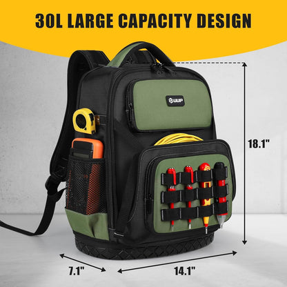 UUP Heavy Duty Tool Backpack - Large Waterproof Organizer with Molded Hard Bottom | Ideal for Technicians & Contractors