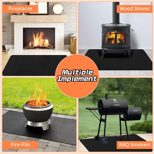 Hearth Rugs Fireproof, Fireplace Rug, Fireplace Mat, Fireplace Rugs Fire Resistant, 48" x28”, Heated Floor Mat for Outdoor BBQ Grills, Fire Pits, Smokers, Woodstoves