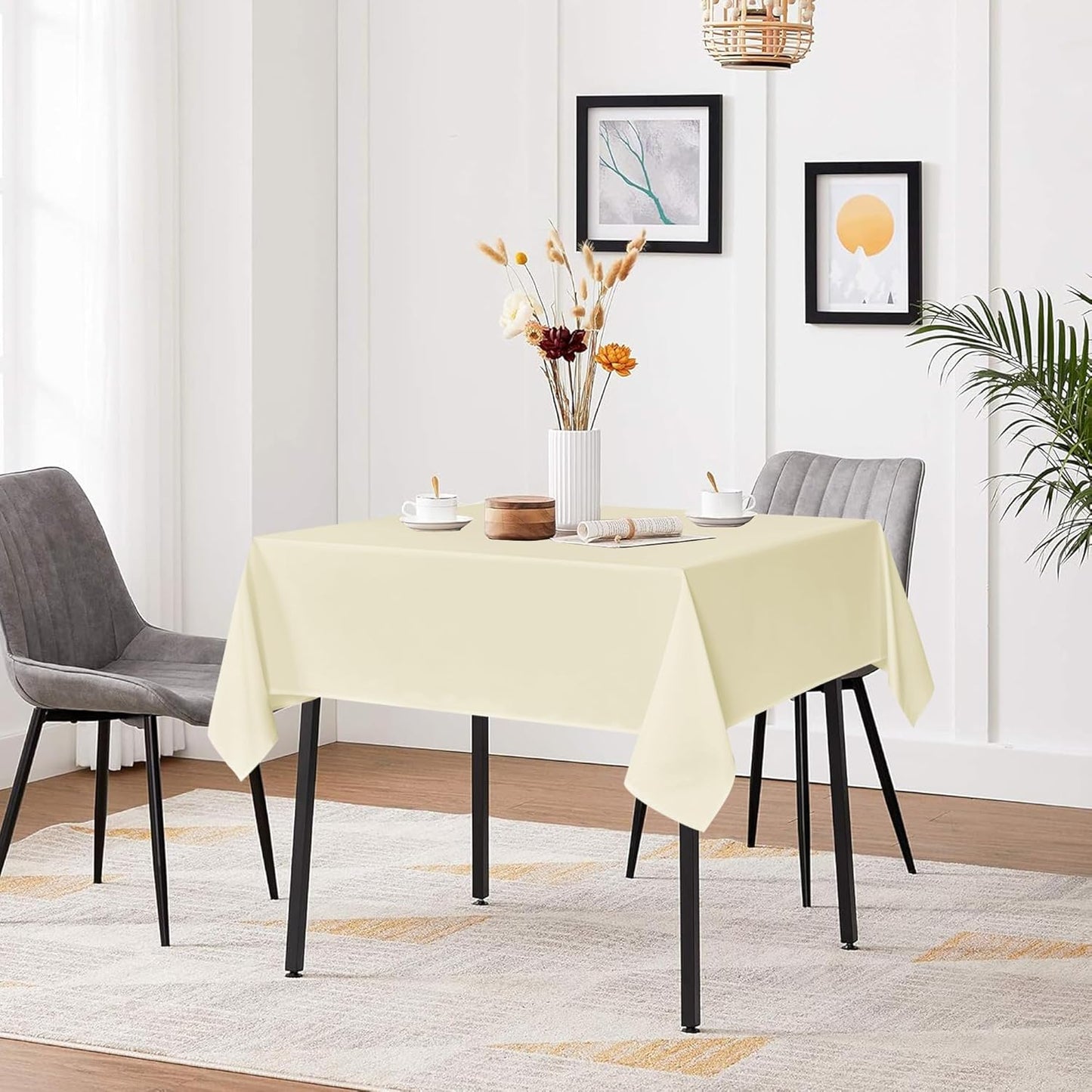Sancua Small Square Tablecloth - 36x36 Inch Beige Polyester Cover for Square or Round Tables