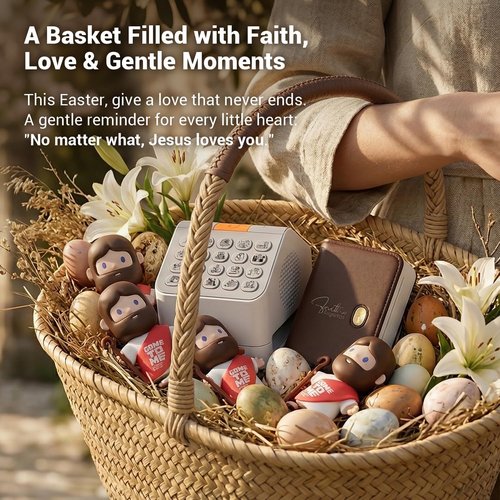 FaithTag Mini Jesus Figurine Keychain - 3.2in NFC Interactive Touch Plays Bible Stories | Perfect Gift for Kids & Women