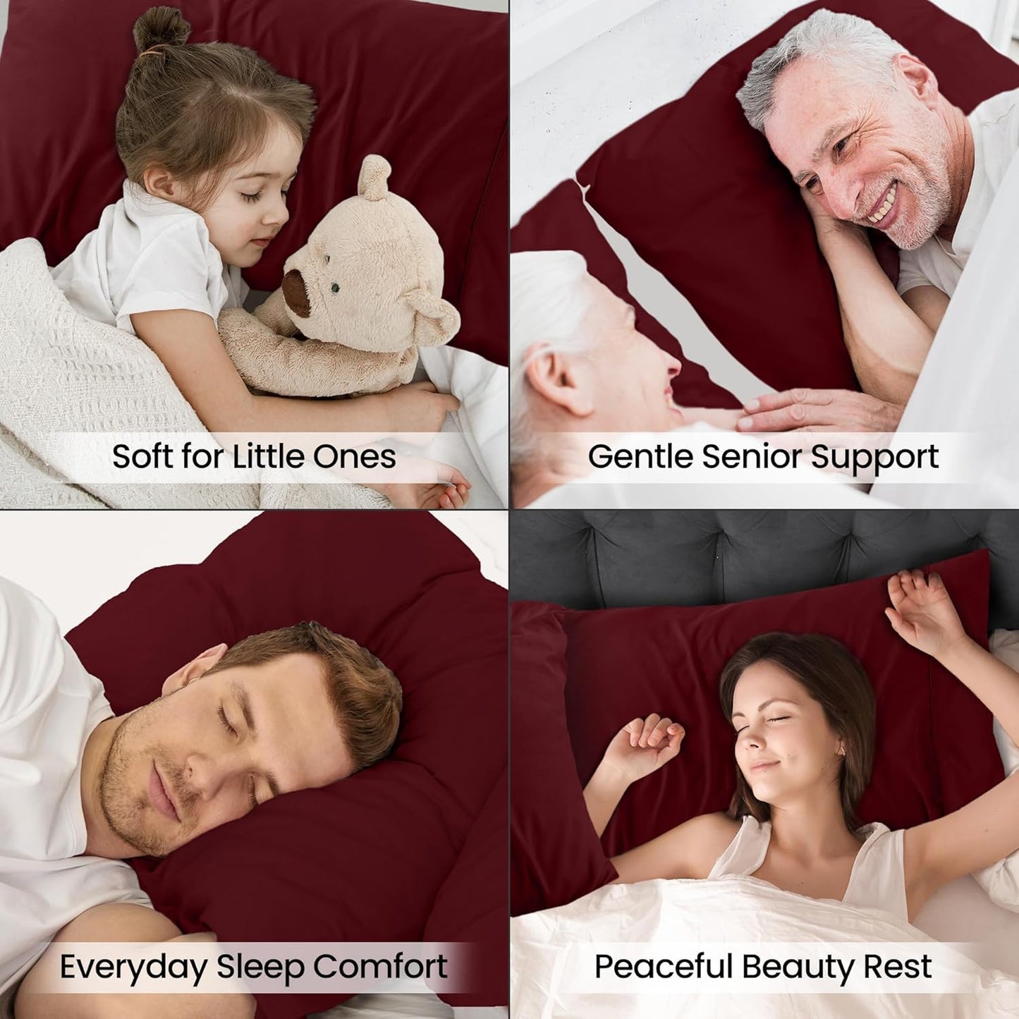 Utopia Bedding King Pillow Cases - Soft Brushed Microfiber - 2 Pack | Fade Resistant 20 x 40 Inches (Burgundy)