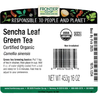 Frontier Herb Green Sencha Leaf Tea, 1 Pound