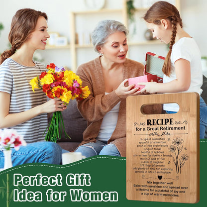 Retirement Gifts for Women 2026, Retired Cutting Board Gifts, Coworker Leaving Gifts for Women, Going Away Gifts for Coworker Boss Lady Leader Colleague Friends-Recipe for a Great Retirement