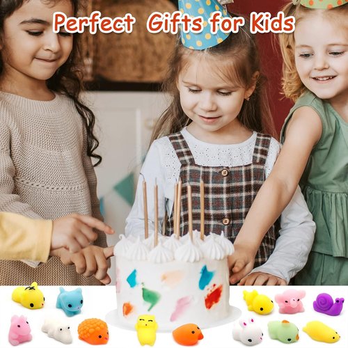 LENYOQIN Kawaii Squishies - 100 Pcs Mini Mochi Stress Relief Toys for Kids' Parties & Goodie Bags