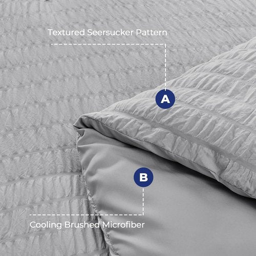 HYMOKEGE King Size Comforter Set - Luxury 7-Piece All-Season Bedding in Light Grey with Sheets & Pillowcases