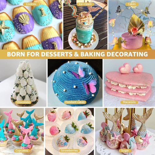 Edible Glitter - Gold Drink Glitter Dust for Food, Cupcakes, Cookies & Beverages | Kosher Halal Certified