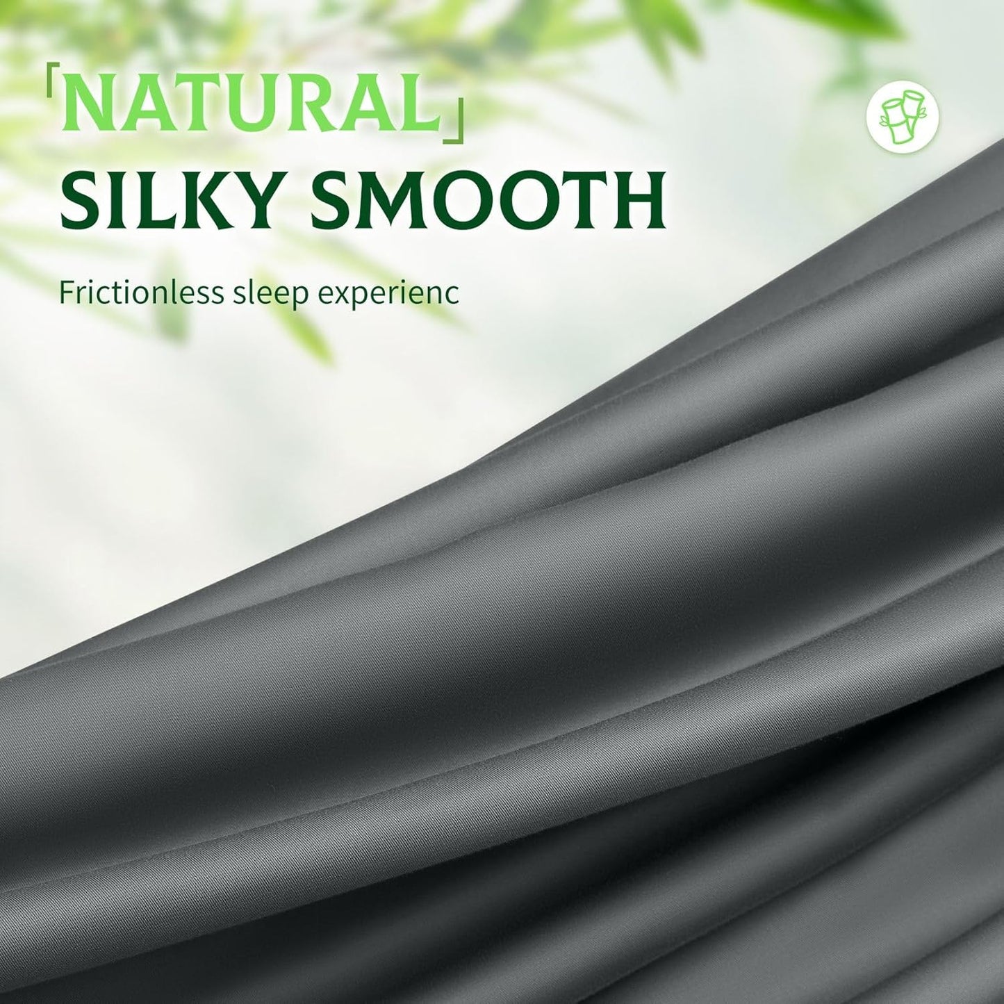 SONORO KATE Bamboo Viscose Bed Sheets - Ultra Soft & Cooling | Extra Deep Pocket (Dark Grey, Queen)