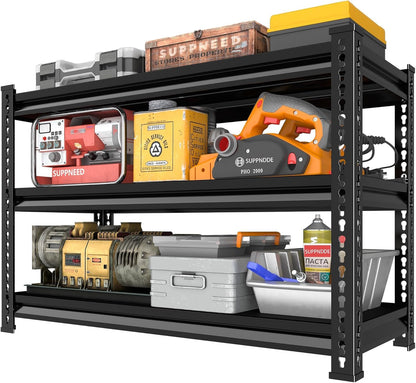 **Skiennix Heavy-Duty Metal Storage Garage Shelving - 1,200 Lbs Capacity, 3-Tier Adjustable Rack, Black 40" W x 16" D x 36" H**