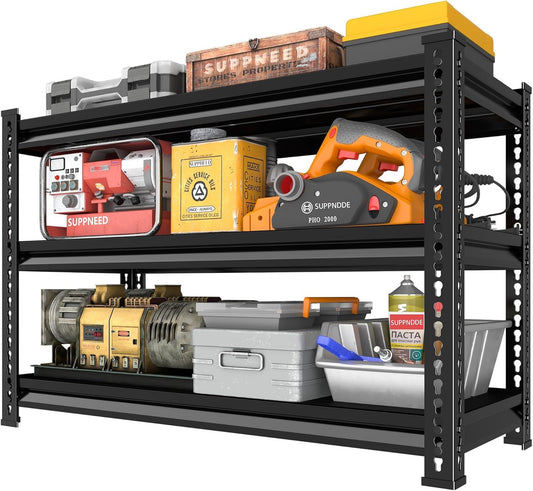 **Skiennix Heavy-Duty Metal Storage Garage Shelving - 1,200 Lbs Capacity, 3-Tier Adjustable Rack, Black 40" W x 16" D x 36" H**