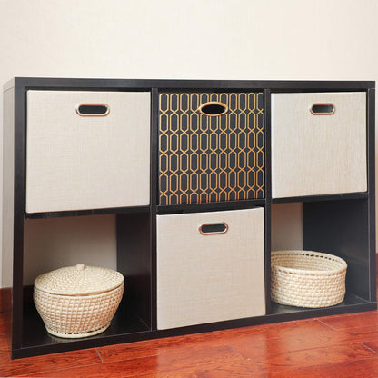 Posprica Storage Cube Bins - 13x13 Foldable Organizer Boxes for Closet & Shelf - Set of 4, Beige