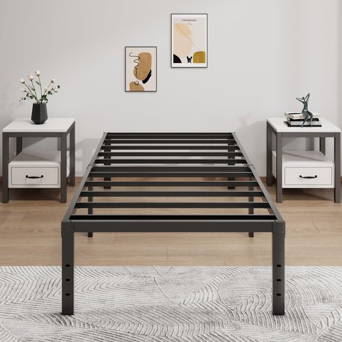 LUMUNANCE Metal Bed Frame Twin Size - 16 Inch Heavy-Duty Twin Platform Bed Frame No Box Spring Needed, Easy Assembly, Noise-Free, Sturdy Mattress Foundation, Underbed Storage Space
