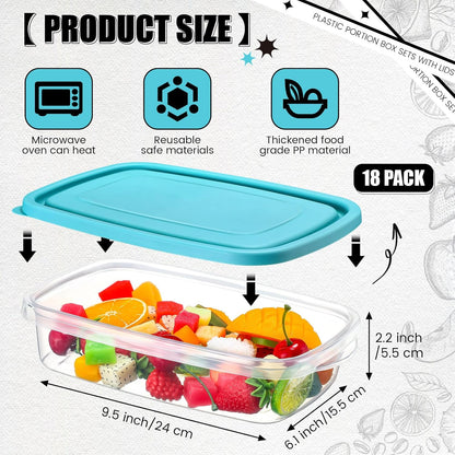 Qinyoung 18-Piece Plastic Food Storage Container Set - 33 Oz | Stackable, Microwave & Dishwasher Safe (Blue)