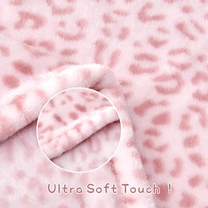 Yurhap Leopard Print Baby Blanket Fleece Baby Blankets for Girls, Ultra Soft Cozy Fluffy Infant Toddler Newborn Receiving Blankets for Crib Stroller, 30"x40", Light Pink
