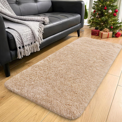 OLANLY Runner Rugs - Machine Washable Soft Fluffy Shaggy Design | Beige for Hallway & Bedroom