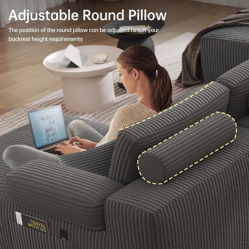 DURASPACE 126.2'' U Shaped Oversize Modular Sectional Sofa with Chaise, Cloud Boneless Comfort Sectional Sofa Couch, Deep Seat Couch, Convertible 4-Seater for Living Room, No Assembly Required