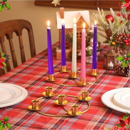Sliner Christmas Advent Wreath Ring - 5 Candle Holder in Gold | Metal Table Decoration for Festive Centerpiece