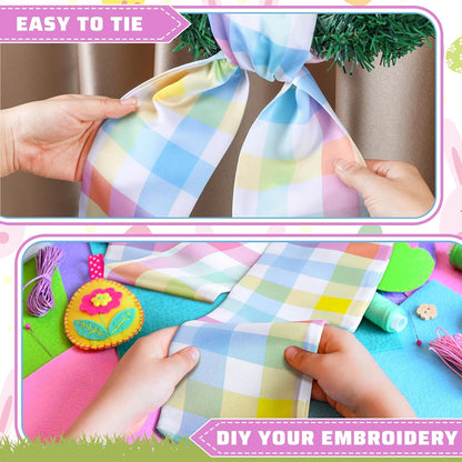 Skiennix Easter Wreath Sash - Spring Pastel Satin Decoration for Indoor/Outdoor Use | 56" L x 4.5" W