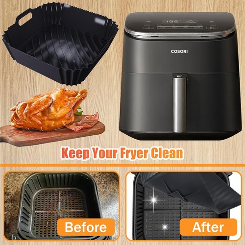 COSORI Silicone Air Fryer Liner - Dishwasher Safe Accessories for 6Qt TurboBlaze Air Fryer | Compact & Large Size