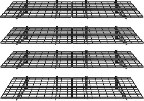 FLEXIMOUNTS Wall Shelf | 4-Pack 2x6ft Garage Storage Rack | Classic Black Floating Shelves