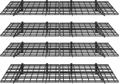 FLEXIMOUNTS Wall Shelf | 4-Pack 2x6ft Garage Storage Rack | Classic Black Floating Shelves