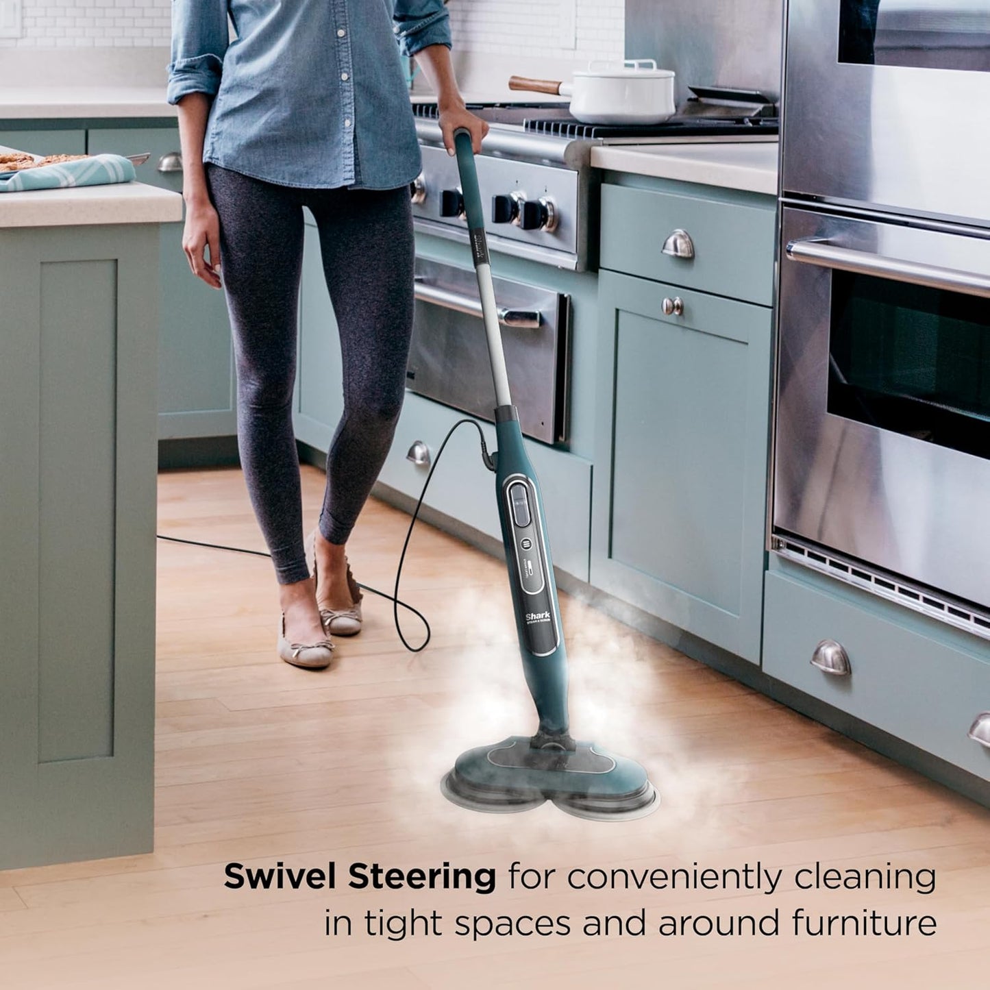 Shark Steam & Scrub Hard Floor Steam Mop - All-in-One Sanitizing with 2 Steam Modes & XL Water Tank | Teal S8002BRN
