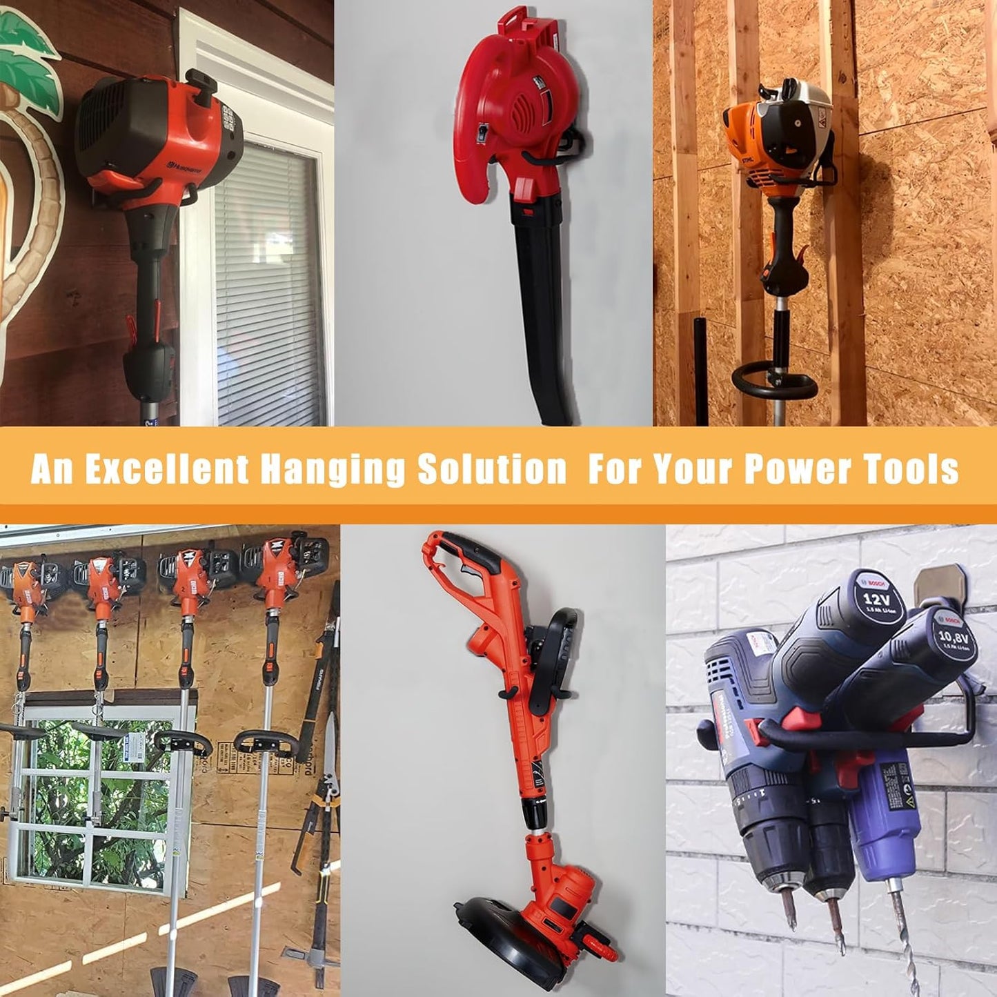 Power Tool Hanger - Garage Wall Hooks for Efficient Tool Organization | 4-Pack Utility Hooks
