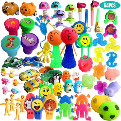 Skiennix Party Favors - 64 Pcs Small Toy Prizes for Kids | Easter Basket Goodie Bag Stuffers & Pinata Fillers