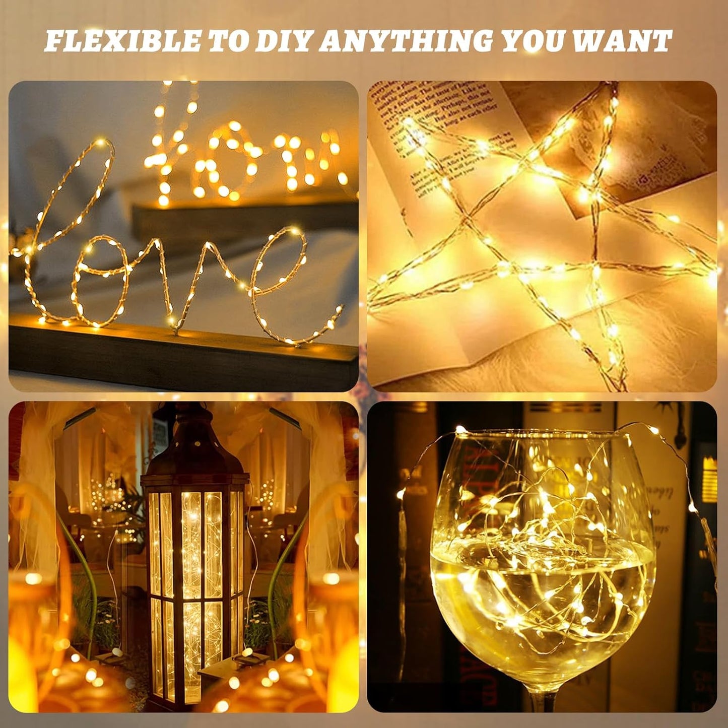 Skiennix 33ft 100 LED Fairy String Lights - Waterproof Warm White Twinkle Lights for Indoor/Outdoor Decor